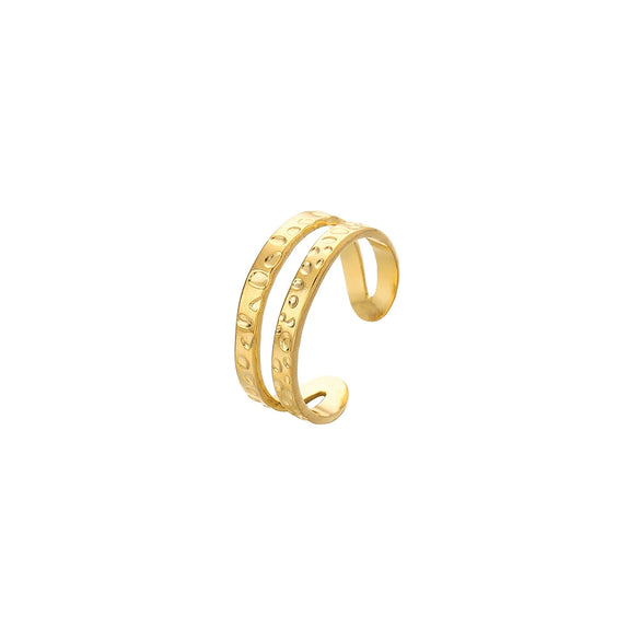 Wholesale Ring And Bracelet Elegant Style Titanium Steel Gold Plated Geometric And Leaves Heart Design