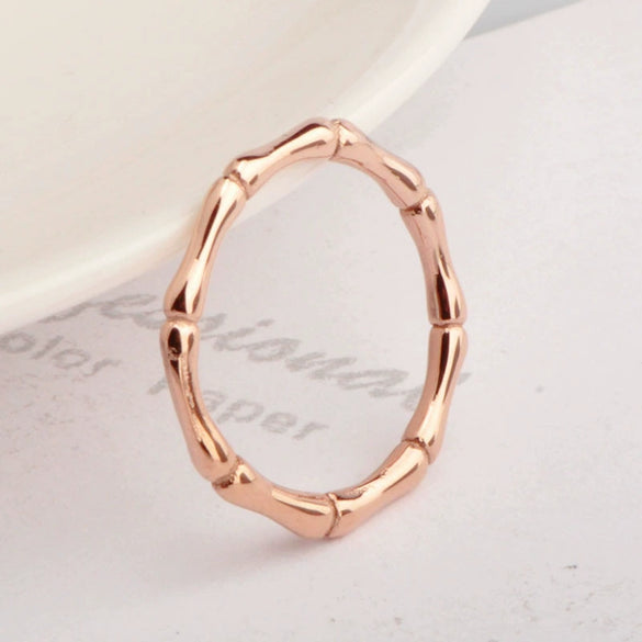 Wholesale Ring Bamboo Style Titanium Steel Rhombus 18K Gold Plated Jewelry