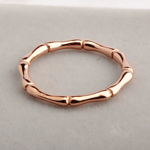 Wholesale Ring Bamboo Style Titanium Steel Rhombus 18K Gold Plated Jewelry