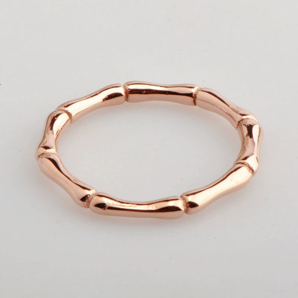 Wholesale Ring Bamboo Style Titanium Steel Rhombus 18K Gold Plated Jewelry