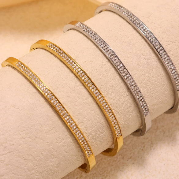 Wholesale Ring Bracelet Stainless Steel 18K Gold Plated Electroplated Fashion Geometric Style