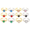 Wholesale Ring Brass Goldplated Heart Shape Imitation Sapphire Diamond Electroplated Fashion Simple Cute Women's