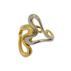 Wholesale Ring Brass Twotone Gold And Silver Colorblocking Heartshaped And Flowerpatterned Electroplated For Women