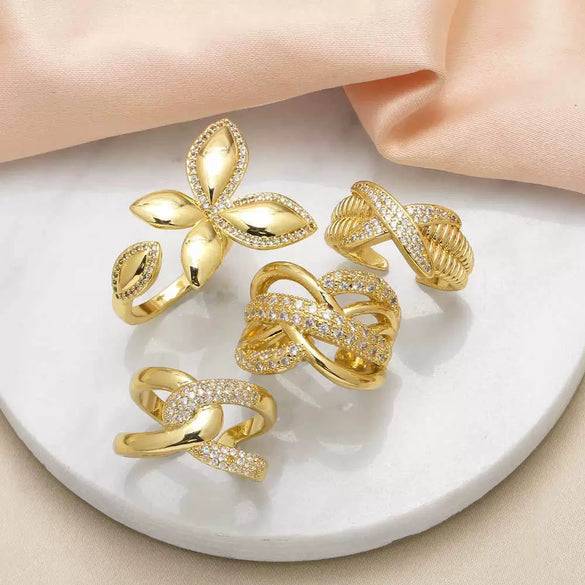 Wholesale Ring Butterfly Cross Geometric Copper Gold Plated For Women