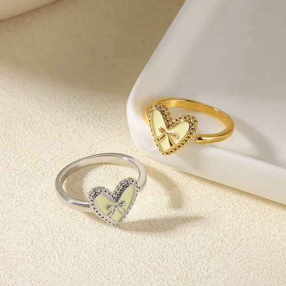 Wholesale Ring Copper Butterfly Flower Heart Shape Bow Tie Electroplated Simple Fashion Light Luxury