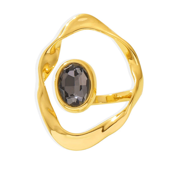 Wholesale Ring Copper Czech Diamond Geometric Exaggerated Electroplated For Women