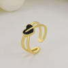 Wholesale Ring Copper Electroplated Geometric Heart Shape Serrated Love Open Ring Unisex Retro Creative