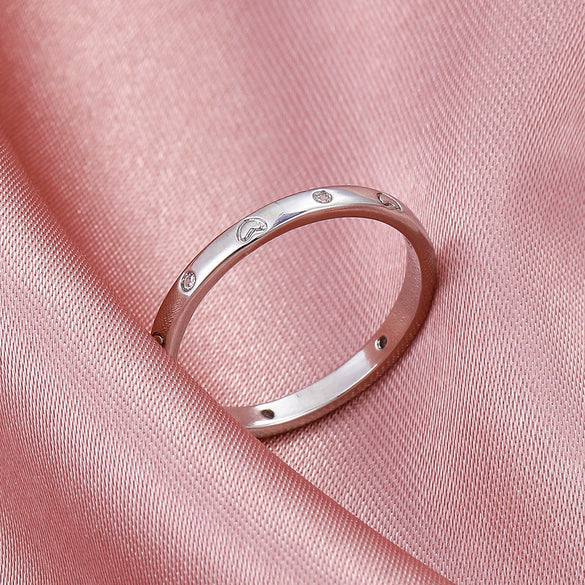 Wholesale Ring Copper Electroplated Geometric Heart Shape Serrated Love Open Ring Unisex Retro Creative