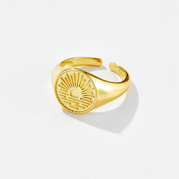 Wholesale Ring Copper Electroplated Platinum 18K Gold Retro Geometric Style Unisex