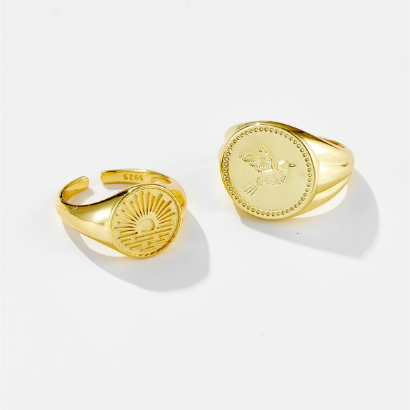 Wholesale Ring Copper Electroplated Platinum 18K Gold Retro Geometric Style Unisex