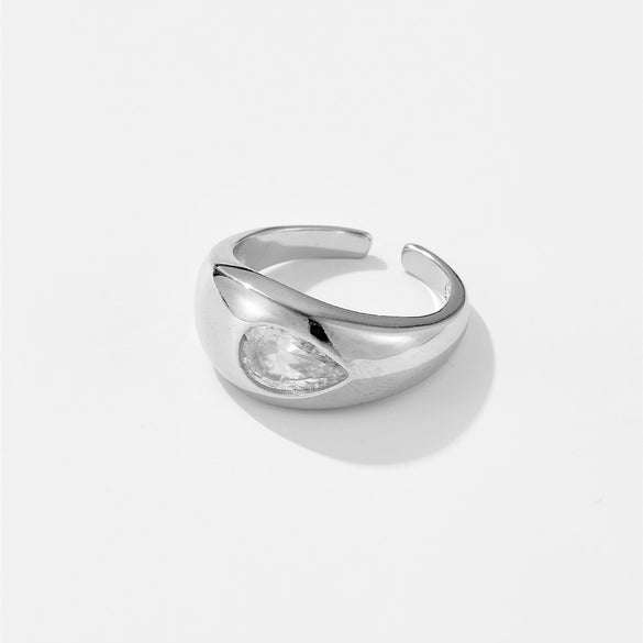 Wholesale Ring Copper Electroplated Platinum 18K Gold Water Drop Microinlaid Zircon Fashion Geometric Style