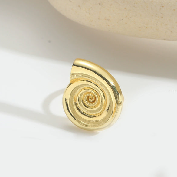 Wholesale Ring Copper Electroplated Retro Glossy Spiral Conch Animal Zodiac Shape Unisex