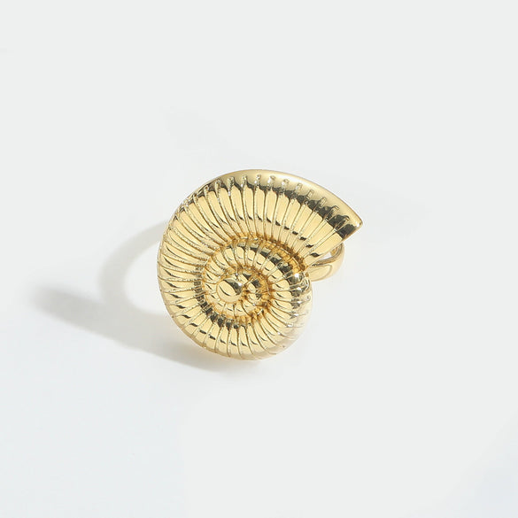 Wholesale Ring Copper Electroplated Retro Glossy Spiral Conch Animal Zodiac Shape Unisex