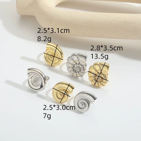 Wholesale Ring Copper Electroplated Retro Glossy Spiral Conch Animal Zodiac Shape Unisex