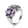 Wholesale Ring Copper Flower Design Electroplating Ruby Zircon