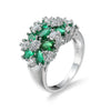 Wholesale Ring Copper Flower Design Electroplating Ruby Zircon