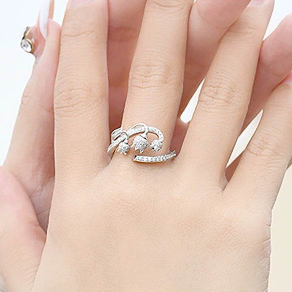 Wholesale Ring Copper Flower Zircon Design