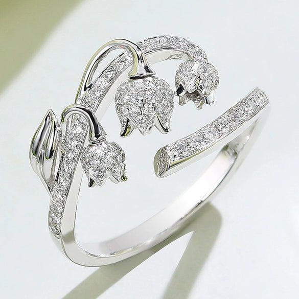 Wholesale Ring Copper Flower Zircon Design
