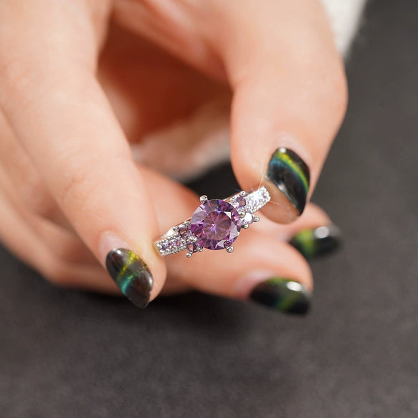Wholesale Ring Copper Fourclaw Inlaid Zircon Geometric Princess Style