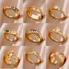 Wholesale Ring Copper Geometric Electroplating Colorful Zircon Square Open Unisex Women's