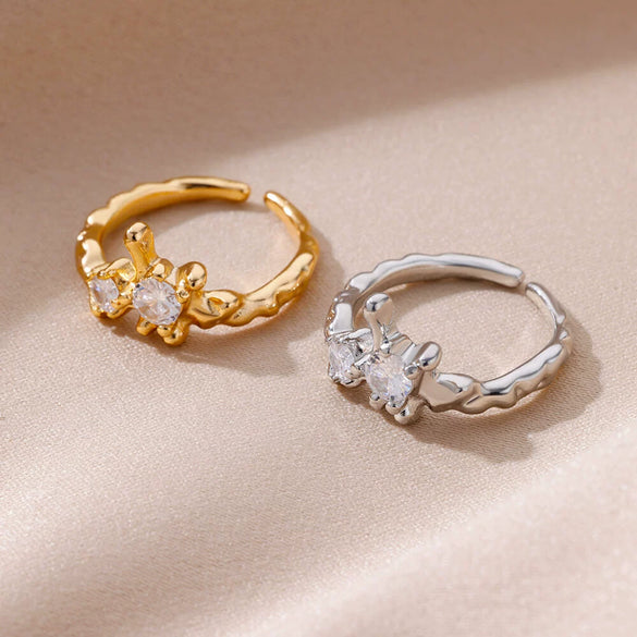 Wholesale Ring Copper Geometric Electroplating Colorful Zircon Square Open Unisex Women's
