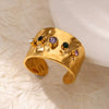 Wholesale Ring Copper Geometric Light Luxury Style With Color Zircon 18K Gold Plated