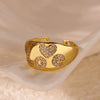 Wholesale Ring Copper Geometric Light Luxury Style With Color Zircon 18K Gold Plated