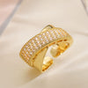 Wholesale Ring Copper Geometric Micropaved Opening Female Light Luxury Twocolor Electroplated