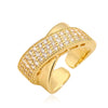 Wholesale Ring Copper Geometric Micropaved Opening Female Light Luxury Twocolor Electroplated
