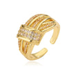 Wholesale Ring Copper Geometric Micropaved Opening Female Light Luxury Twocolor Electroplated