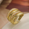 Wholesale Ring Copper Geometric Micropaved Opening Female Light Luxury Twocolor Electroplated