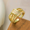 Wholesale Ring Copper Geometric Micropaved Opening Female Light Luxury Twocolor Electroplated
