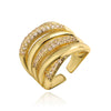 Wholesale Ring Copper Geometric Micropaved Opening Female Light Luxury Twocolor Electroplated