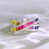 Wholesale Ring Copper Geometric Round Rainbow Bow Zircon Design Light Luxury Creative For Women