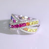 Wholesale Ring Copper Geometric Round Rainbow Bow Zircon Design Light Luxury Creative For Women