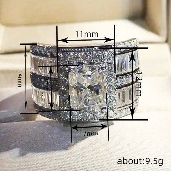 Wholesale Ring Copper Geometric Square High Luxury Set With Zirconia For Women