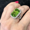 Wholesale Ring Copper Geometric Zircon Olive Green Engagement Ring For Women