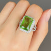 Wholesale Ring Copper Geometric Zircon Olive Green Engagement Ring For Women