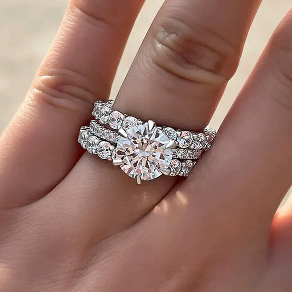 Wholesale Ring Copper Geometric Zirconia Light Luxury Style For Women
