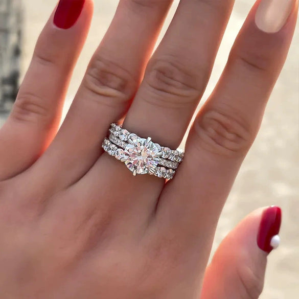 Wholesale Ring Copper Geometric Zirconia Light Luxury Style For Women