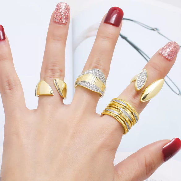 Wholesale Ring Copper Gold Plated Geometric Irregular Opening Minimalist Style