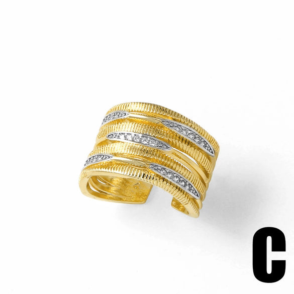 Wholesale Ring Copper Gold Plated Geometric Irregular Opening Minimalist Style