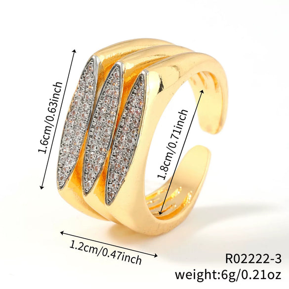 Wholesale Ring Copper Gold Plated Geometric Style Zirconium Inlaid Unisex