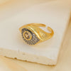 Wholesale Ring Copper Gold Plated Geometric Style Zirconium Inlaid Unisex
