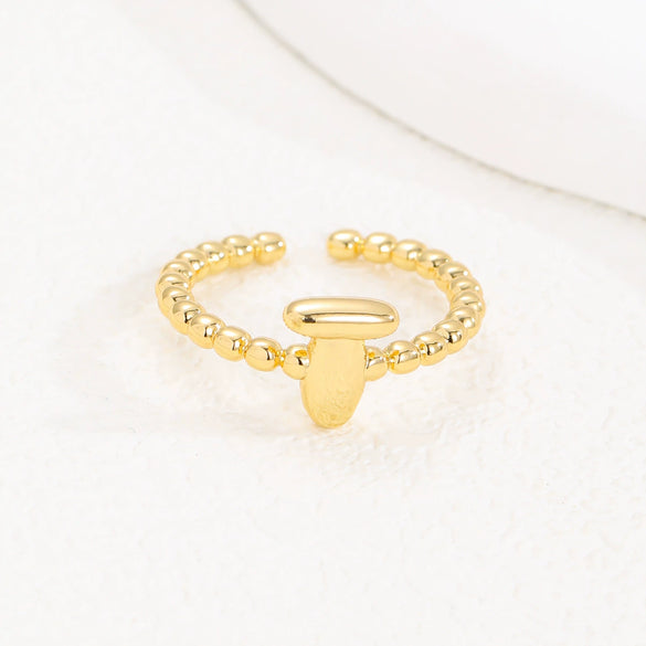 Wholesale Ring Copper Golden Glaze Electroplated Bubble Balloon Shape With Letters Numbers Text For Women