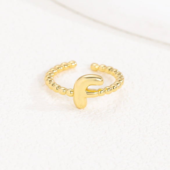 Wholesale Ring Copper Golden Glaze Electroplated Bubble Balloon Shape With Letters Numbers Text For Women