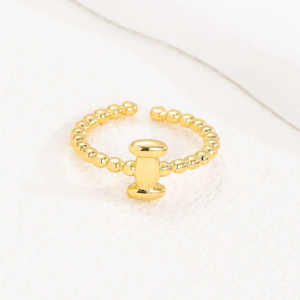 Wholesale Ring Copper Golden Glaze Electroplated Bubble Balloon Shape With Letters Numbers Text For Women