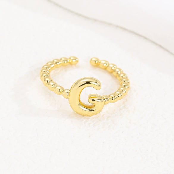 Wholesale Ring Copper Golden Glaze Electroplated Bubble Balloon Shape With Letters Numbers Text For Women