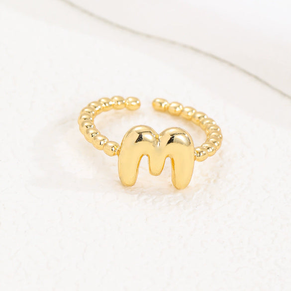 Wholesale Ring Copper Golden Glaze Electroplated Bubble Balloon Shape With Letters Numbers Text For Women