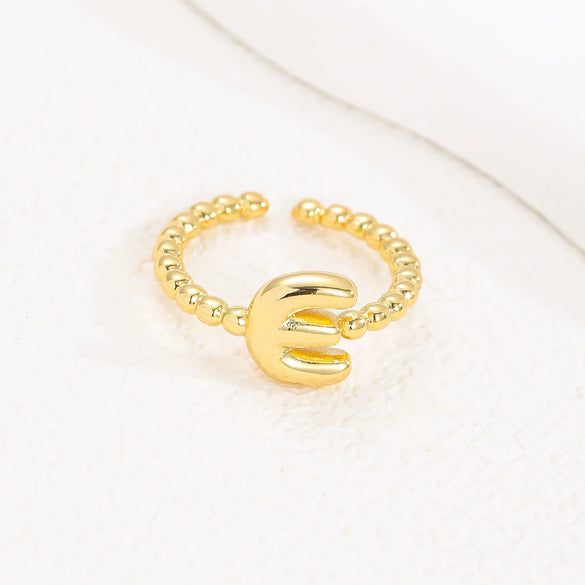 Wholesale Ring Copper Golden Glaze Electroplated Bubble Balloon Shape With Letters Numbers Text For Women